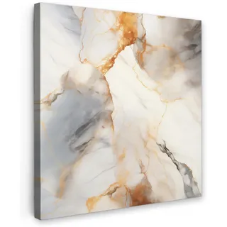 MuchoWow Leinwandbild Marmor - Grau - Gold Deko Groß 90x90 cm , Weiß , Textil , Kiefer , Abstrakt , Quadratisch , 90x90 cm , FSC 100% , gerahmt , Bilder & Rahmen, Bilder, Leinwandbilder