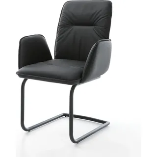 DELIFE Freischwinger Vinja-Flex Echt-Leder Schwarz Freischwinger rund Schwarz - Schwarz