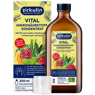 Zirkulin Vital Mikronährstoffkonzentrat (200ml) – 20 Tage Reichweite - 66 Vitalstoffe aus Obst, Gemüse & Kräutern - Wertvolle Polyphenole – Vitamine & Mineralstoffe für die Familie