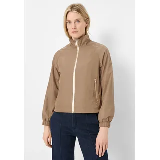 Blouson FUCHS SCHMITT, Damen, Gr. 44, beige (camel), Web, Obermaterial: 100% Polyester, unifarben, regular fit normal, hoch geschlossener Ausschnitt, elastischer Bund, Jacken Blouson, Umschlagkragen, Regular Fit, leicht glänzende Qualität