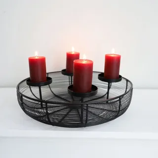 Metall-Adventskranz Ø36cm mit Metallschale Weihnachtsdeko Kerzenhalter Tischdeko