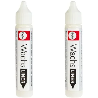 RAYHER HOBBY Rayher 31500102 Wachs-Liner, weiß, Flasche 30 ml, zum Kerzen bemalen, Wachsstift, Flüssigwachs zum Malen direkt aus der Flasche (Packung mit 2)