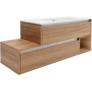 Fackelmann Waschbeckenunterschrank rechts Vita 128,5 cm x 50 cm x 46 cm Oak/Weiß