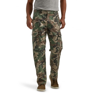 Wrangler Authentics Herren Stretch-Cargo lockerer Passform Hose, Camouflage grün braun, 40W / 30L