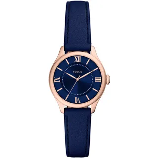 Fossil Quarzuhr »GILMORE« Armbanduhr, Damenuhr, Lederarmband, analog, goldfarben