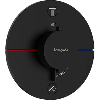 Hansgrohe ShowerSelect Comfort S Thermostat Unterputz, 2 Verbraucher, runde Rosette, 15554670 Dusch-Mischbatterie Schwarz