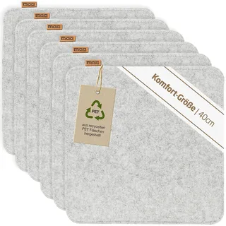 Miqio Design Sitzkissen Rechteckig aus Filz mit Antirutschnoppen | Nachhaltig aus recycelten PET Flaschen | 40x40 cm | 6er-Set | Waschbare Stuhlkissen rutschfest | Sitzauflage für Bank und Stuhl