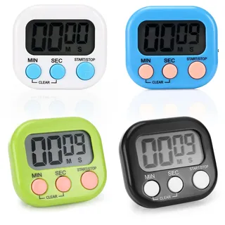 Farerkass 4 StüCk Eieruhr Digital Kurzzeitwecker Digital Stoppuhr Kinder Mit Klappbarem StäNder Und Display KüChentimer Geeignet FüR KüChe, Sport Und Studium Kurzzeitwecker KüChe