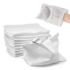 Makian Baby Waschlappen Set - 10 Stück weiche Mull Waschhandschuhe aus 100% Baumwolle, kleine Kinder Babywaschlappen (20x17 cm), ÖKO-TEX Standard 100 geprüft - Weiß