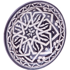 Biscottini Dekorative Teller 25,5 x 25,5 x 6,5 cm | Keramikteller aus marokkanischem Handwerk | Küchendekorationen | handbemalte Dekorative Teller