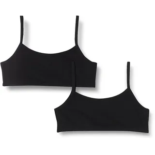 SCHIESSER Mädchen 2 Pack Unterwäsche Mit Spaghettiträger - 95/5 Organic Cotton Bio Baumwolle Größe 140 Bis 176 Bustier, Schwarz_173525, 176 EU