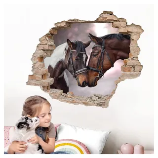 Little Deco Wandtattoo 3D Effekt Loch Pferde DL624 67 x 56 cm (BxH)