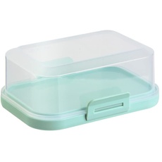 ENGELLAND - 1 x Stapelbare Butterdose mit Deckel und Klick-Verschluss, Mint/Transparent, Plastik-box, Butter-Glocke, BPA-frei, Mehrzweck, robust