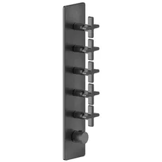 Gessi Inciso+ Fertigmontage-Set für 3/4 Hochleistungs Unterputz-Thermostat, eine Rosette, vertikale Montage, 5 separate Wege, 58230, Farbe: Schwarz XL