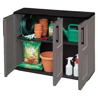 Mehrzweck Außen oder Innenwechselschrank, 3 türiges Mobile und 1 Polypropylen Regal, 100% Italy, 102x37H84 cm, graue Farbe - Grau