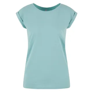 Build Your Brand Damen T-Shirt Ladies Extended Shoulder Tee, lang geschnittenes T-Shirt für Frauen, Baumwolle, Bluemint, 4XL