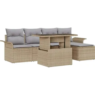 vidaXL Gartensofa-set 6 stk. Beige Poly-Rattan - Beige