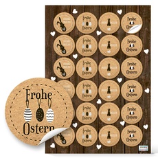 Logbuch-Verlag 24 kleine runde Osteraufkleber Frohe Ostern Kraftpapier selbstklebende Etiketten Osterfest Verpackung Geschenke 4 cm