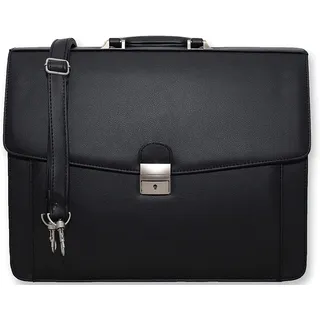 Just Glamour Aktentasche Herren schwarz Aktenkoffer Bürotasche Schwarz Businesstasche aus PU Leder mit Schultergurt MA33