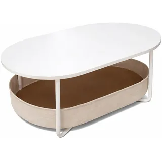 Relaxdays Couchtisch, , Weiß - Metall, Holzwerkstoff, Textil , 100x55x45 cm, , Wohnzimmer, Wohnzimmertische, Couchtische