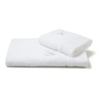 Caleffi Handtuch mit Gästehandtuch aus Baumwolle, weiß Bestickt, 68212