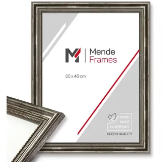 Mende Frames Bilderrahmen Antik 42x60cm DIN A2 I Farbe: Silber I Holzbilderrahmen I Fotorahmen I Silberner Barock Bilderrahmen I Made in Germany I V450