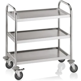 WAS Germany Servierwagen Edelstahl, 70,5 x 41 x 84 cm, 3 Etagen