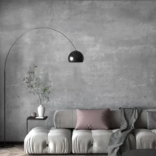 TOTIO 122CMx5M Extra Breit Hellgraue Selbstklebende Tapete Betonoptik Klebefolie DIY Vinyl-Wandfolie Wasserfeste Möbelaufkleber Klebetapete im industriellen Stil Matt Angedickt Abnehmbar Nebliges Grau