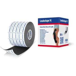 BSN Medical Leukotape K Kinesiologie-Tape, Schwarz, 5 cm x 4,5 m