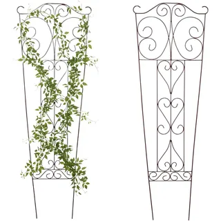 Relaxdays Rankgitter, 2er Set, HxB: 115 x 38 cm, Metall, Rankhilfe für Kletterpflanzen, Garten, Rosenrankhilfe, braun