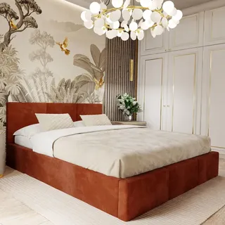 Muralo Polsterbett Stoffbett Bett mit Bettkaste Container Doppelbett für Schlafzimmer - 120 cm x 200 cm