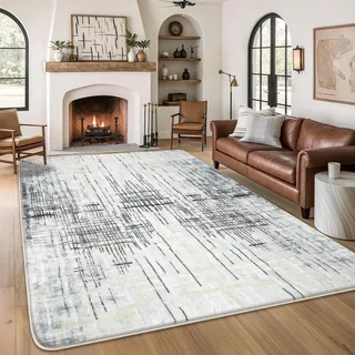 Tinyboy-hbq Teppiche Modern Designer für Wohnzimmer Kurzflor Teppich für Wohnzimmer Schlafzimmer Grau (Grau/Beige, 200 x 250 cm)