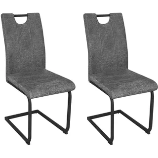 byLIVING Esszimmerstuhl Banff 2er Set Webstoffbezug anthrazit Gestell schwarz