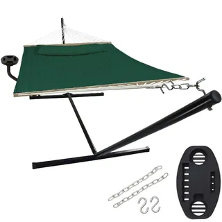 VITA5 Hängematte mit Gestell und Tisch - Hängematte Outdoor für den Garten, Pool & Balkon - Großzügige Hängematten 2 Personen - Doppelhängematte mit Ständer und Beistelltisch - 200 kg Belastbarkeit