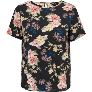 ONLY CARMAKOMA ONLY Damen Carvica Top Wvn Noos Bluse, Black/Aop:lena Flower, 46 Große Größen EU