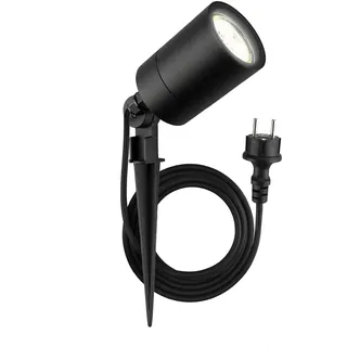 Ledvion - LED gartenlampen fur draußen strom, GU10 Fassung, Schwarz, 5W, IP65, erdspiess für gartenleuchte, Gartenbeleuchtung, wegeleuchten, gartenleuchten mit strom, gartenstrahler, 2M kabel