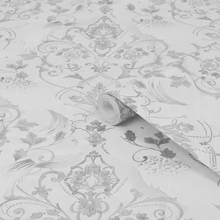 Laura Ashley Tregaron Vliestapete 53 cm x 1000 cm 1 g Silber