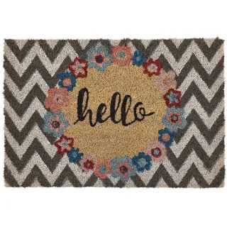 Beliani FUßMATTE Bunt 40/60 cm Schriftzug Kokosfasern Tahan , Naturmaterialen , Rechteckig , 40x60 cm , Teppiche und Böden, Schmutzfangmatten, Fußmatten