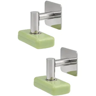 bremermann Magnet Seifenhalter 2er Set, Edelstahl , Edelstahlfarben , Metall , 5.7x5.7x6 cm , Badaccessoires, Seifenschalen