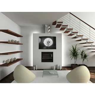 Wanduhr XXL 3D Optik Dixtime schwarz weiß Pusteblume 50x70 cm leises Uhrwerk GR-042 - Schwarz