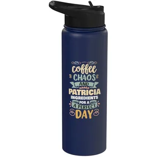 Kaffee-Chaos und Patricia, lustig, personalisiert, Patricia Name Stainless Steel Insulated Water Bottle