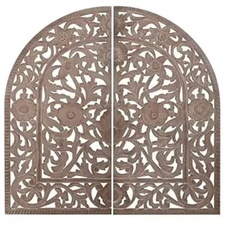 DRW Kopfteil für Bett, 135 – 150 – 180 cm, Türform, Mandala, Naturholz, 180 x 3,5 x 180 cm, ohne Trennwand