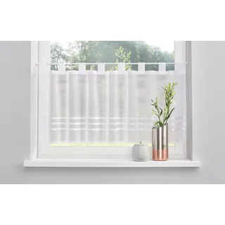 Scheibengardine MY HOME "Kira" Gr. 4, weiß, B:120cm H:45cm, Voile, Polyester, Gardinen, Scheibengardine, mit einseitig aufgenähten Satinbändern, Querstreifen