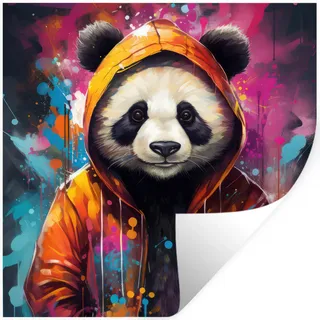 MuchoWow Wandtattoo Panda - Jacke - Graffiti - Orange 50x50 cm , Kunststoff , 50x50x0.1 cm , Tapeten & Wandverkleidungen, Wandtattoos & Sticker