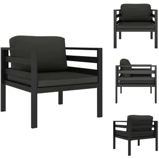 vidaXL Einzelsofa mit Kissen Aluminium Anthrazit - Gartensofaelemente - Grau