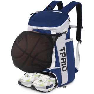 KINGSLONG Basketball Rucksack Fußballrucksack Große Kapazität Softball Tasche mit Schuhfach und Zaunhaken, leichte Fußball Volleyball Softball Ausrüstung für Schläger, Helme, Hüte,Schuhe/Blau