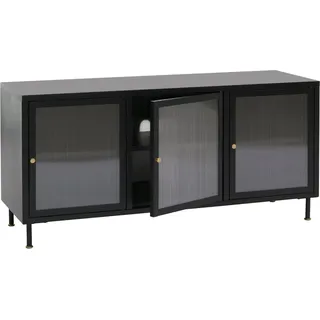 MCW TV-Rack O87 Industrial Metall Schilfglas 58x120x40cm Schwarz