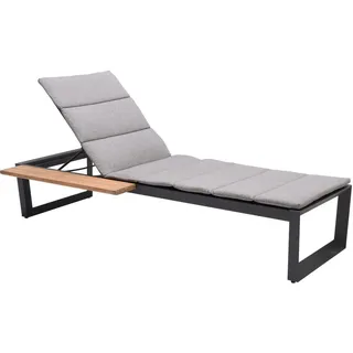 Amatio Gartenliege , Anthrazit, Beige, Teakfarben , Holz, Metall, Textil , Teakholz , Hartholz , 92x102x214 cm , Fsc , Auflage, Rückenlehne verstellbar , Gartenmöbel, Gartenliegen, Sonnenliegen
