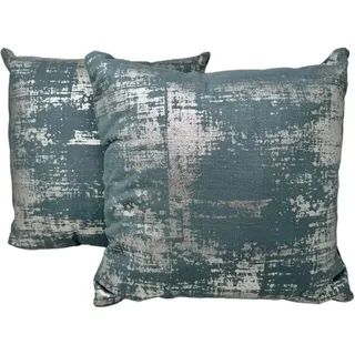 Jet-Line Deko Kissen Petrol Silber 2er Set 40 x 40 cm mit Füllung