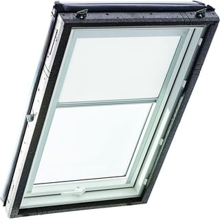 Original Roto Verdunkelungsrollo ZRV Nahezu vollständige Verdunkelung Führungsschiene Silber Für Roto Dachfenster der Baureihe Designo R4/R7 und Classic 43/73 mit Größe 074/140 | 07/14 Farbe Weiß